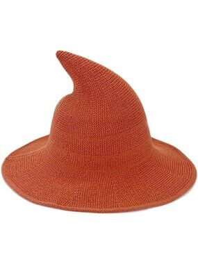 🎃 Unisex Orange Wool Knitted Masquerade Cosplay Costume Halloween Witch Hat